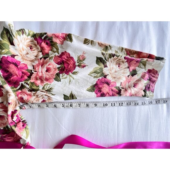 CHRISTIAN DIOR Robe Women's Size L Pink Roses VTG Made In USA for Neiman-Marcus - Picture 8 of 16